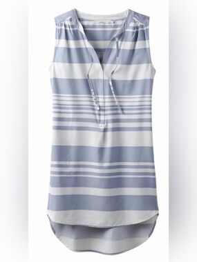 NWOT Prana XS Natassa Blue/White Striped Sleeveless Tunic Top